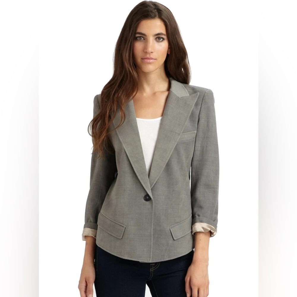 Smythe Sharp Shoulder Blazer in Gray